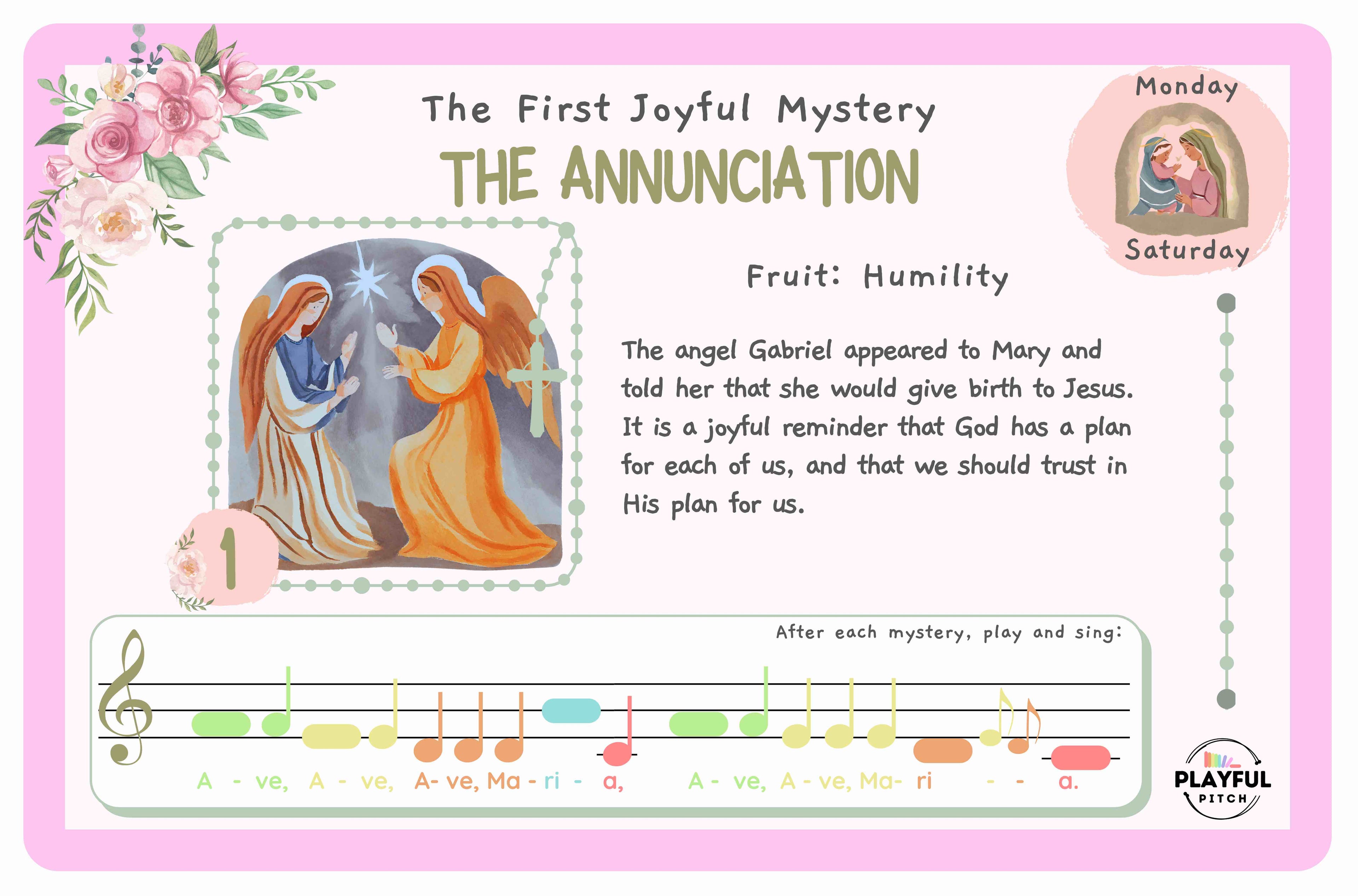 Musical Rosary Guide Cards | All 20 Mysteries