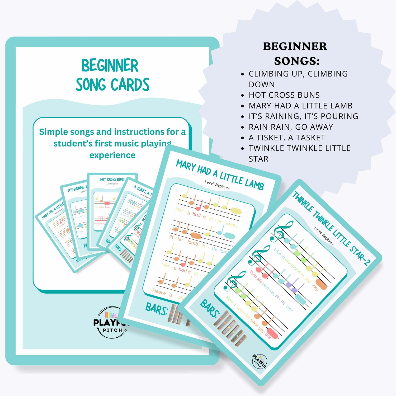 Beginner Song Cards | 7 Songs