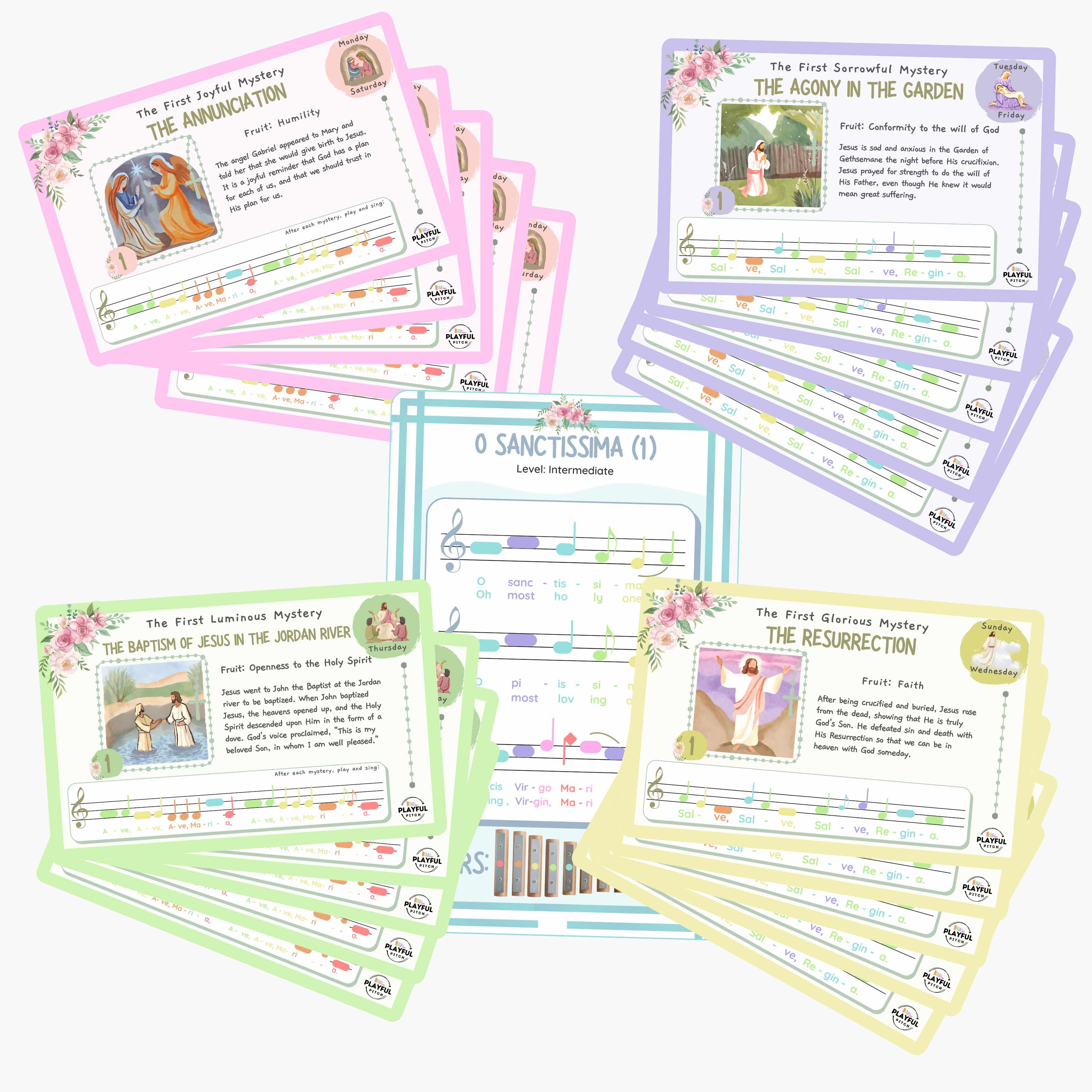 Musical Rosary Guide Cards | All 20 Mysteries