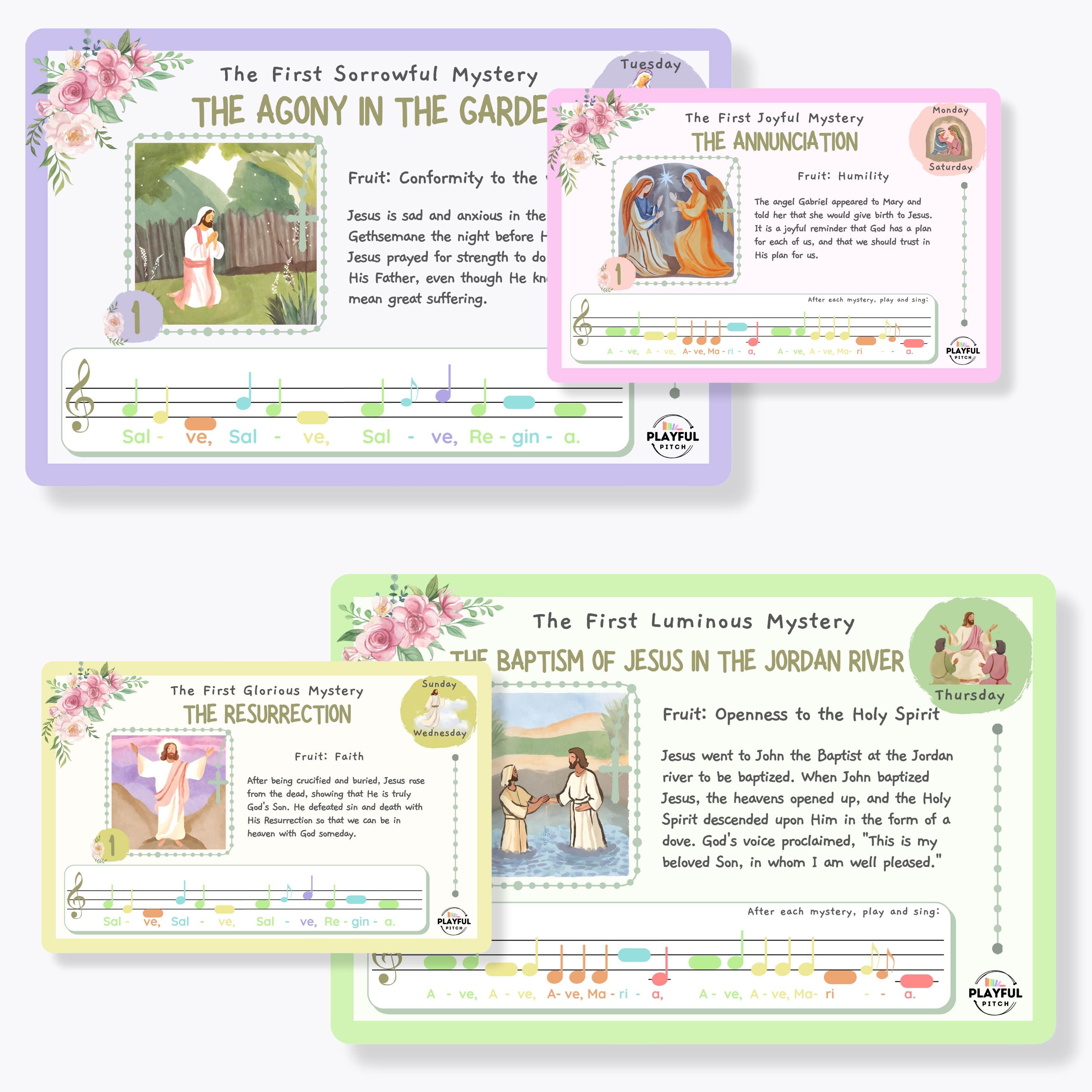 Musical Rosary Guide Cards | All 20 Mysteries