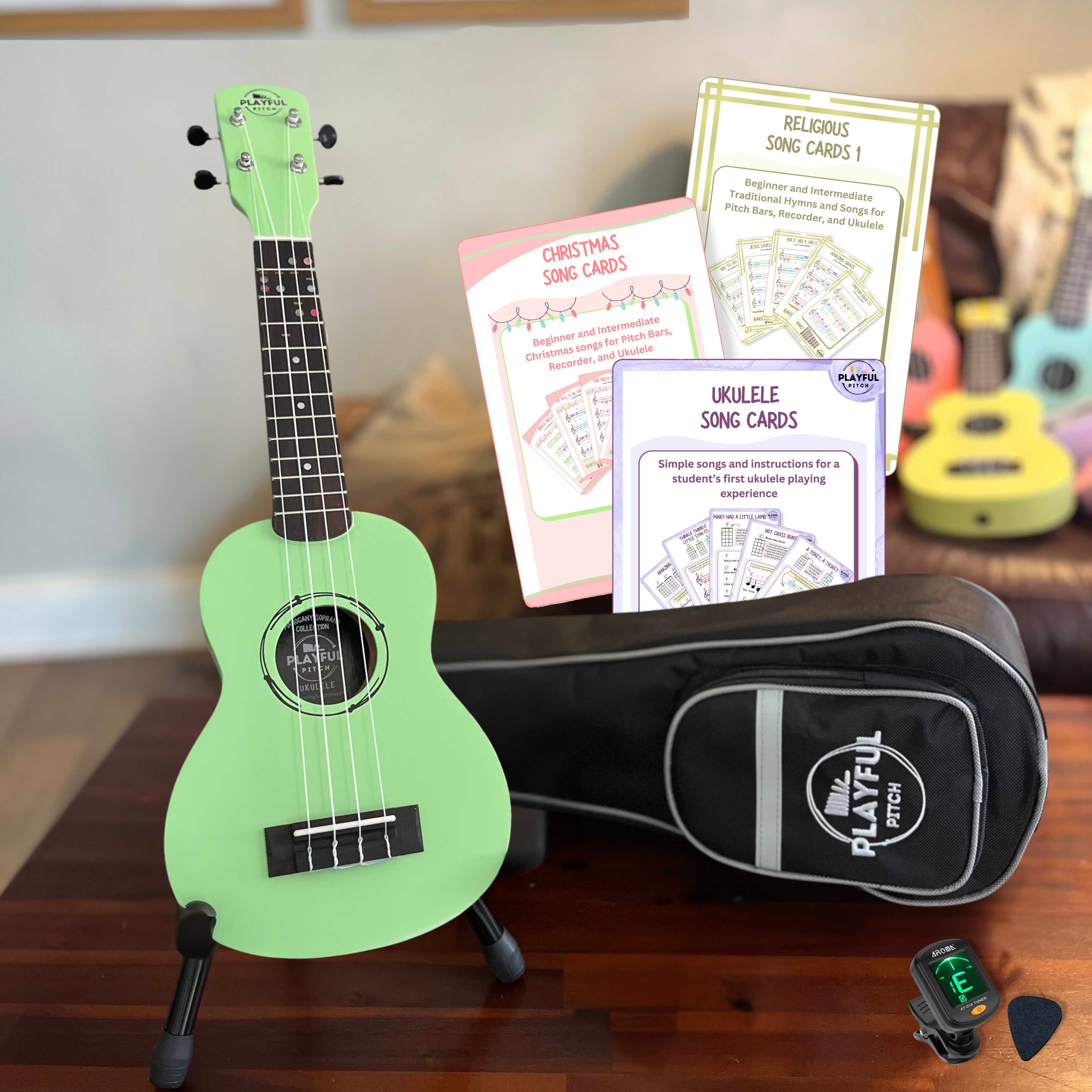 Green Soprano Ukulele Bundle