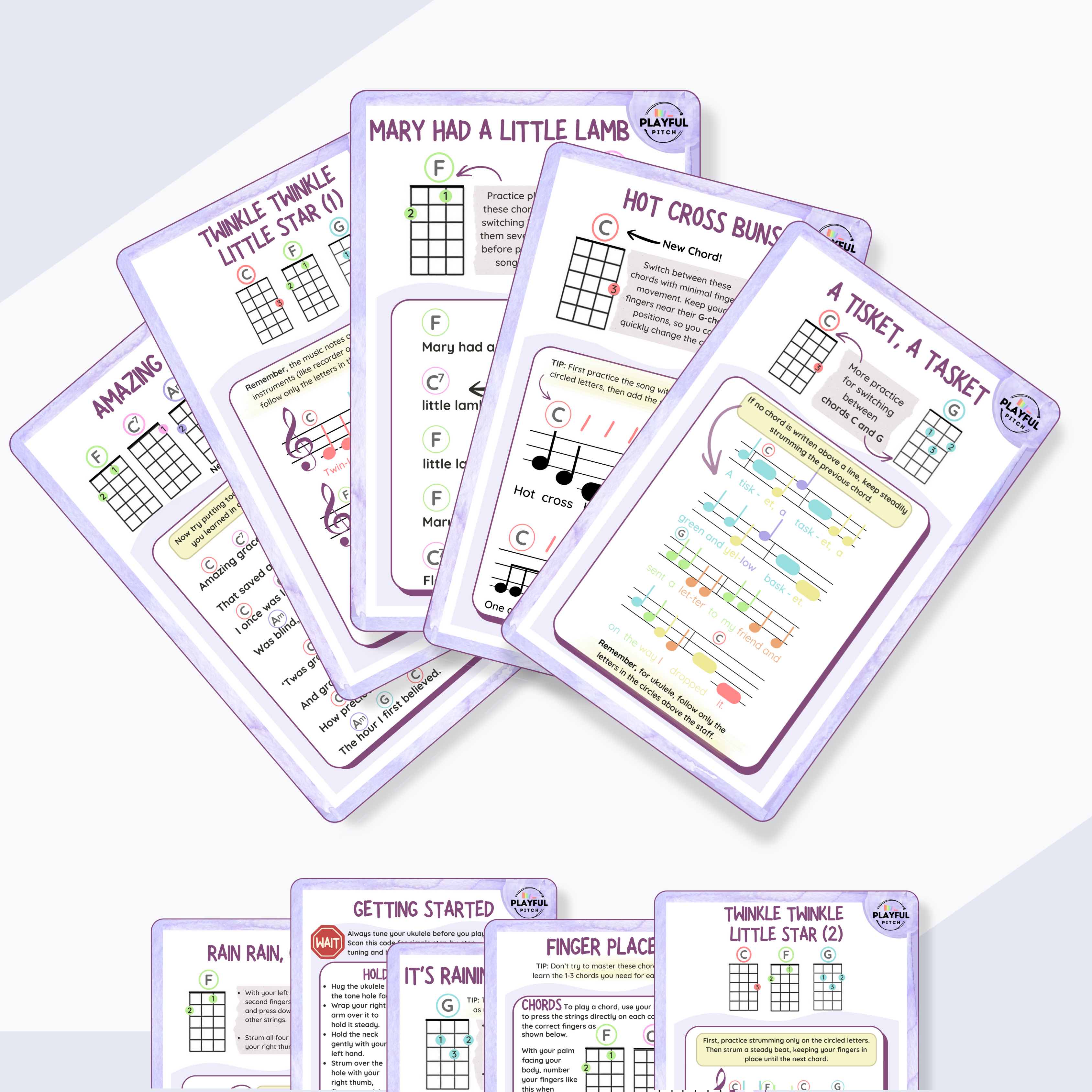 Ukulele Song Cards + Play-Along Videos