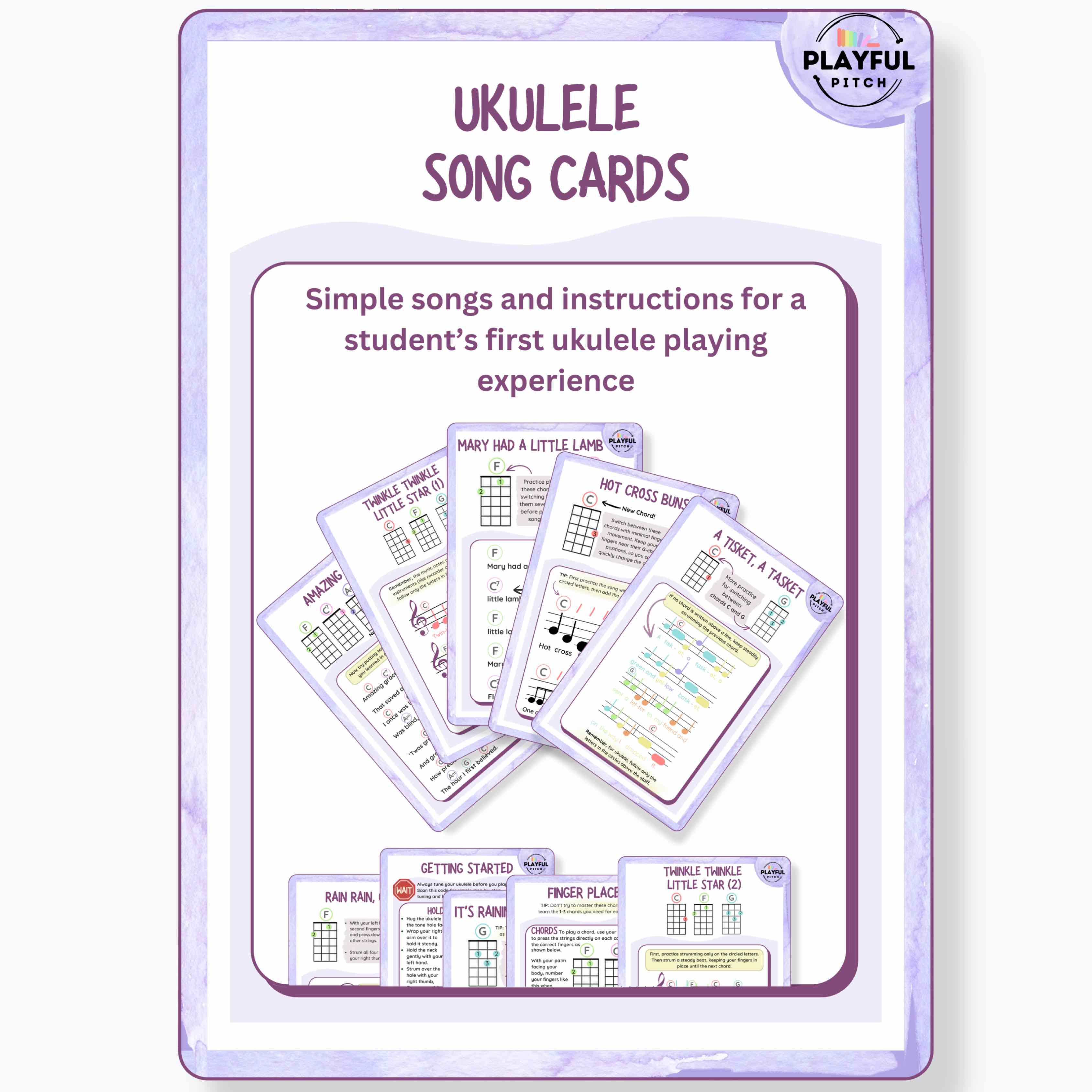 Ukulele Song Cards + Play-Along Videos