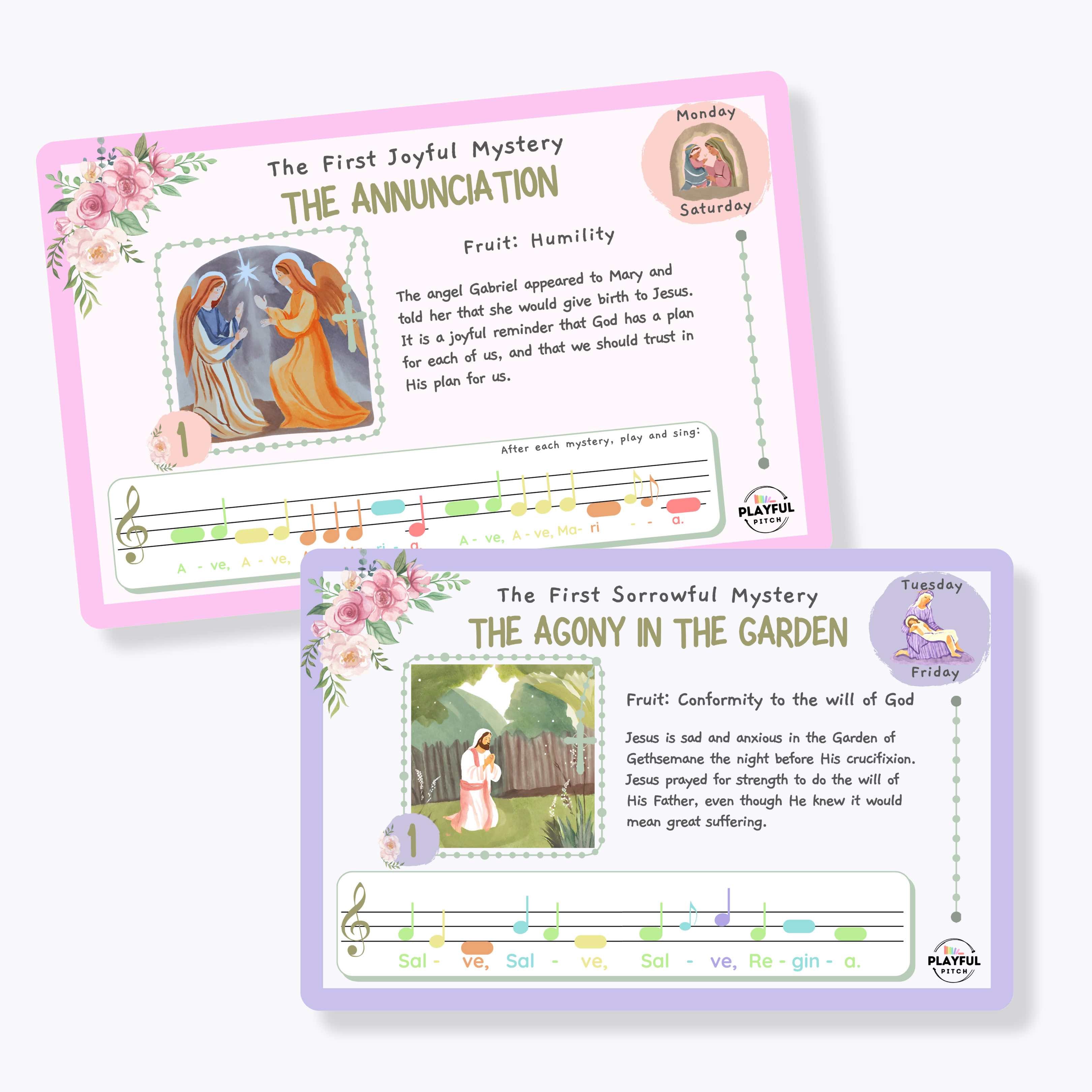 Musical Rosary Guide Cards (