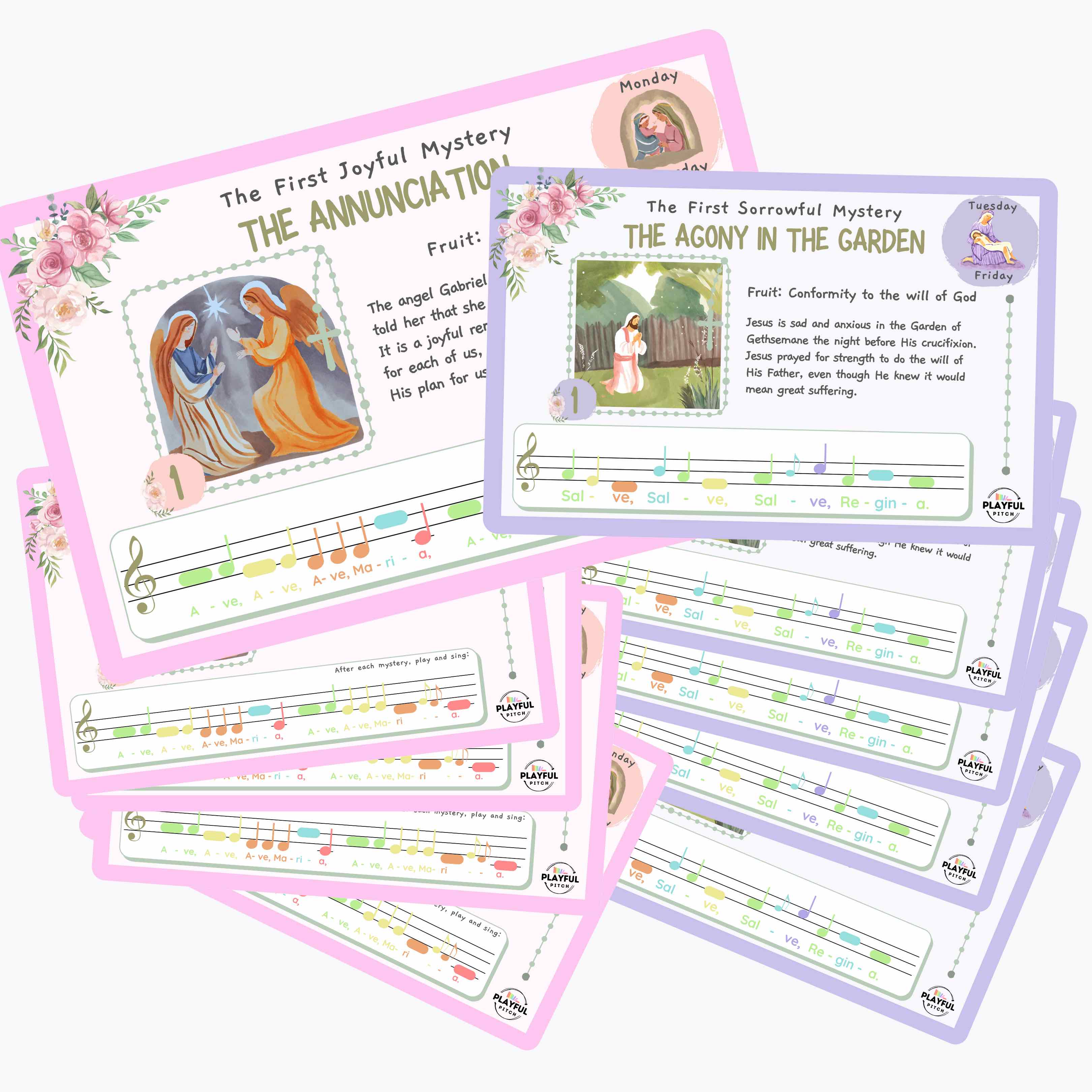Musical Rosary Guide Cards (