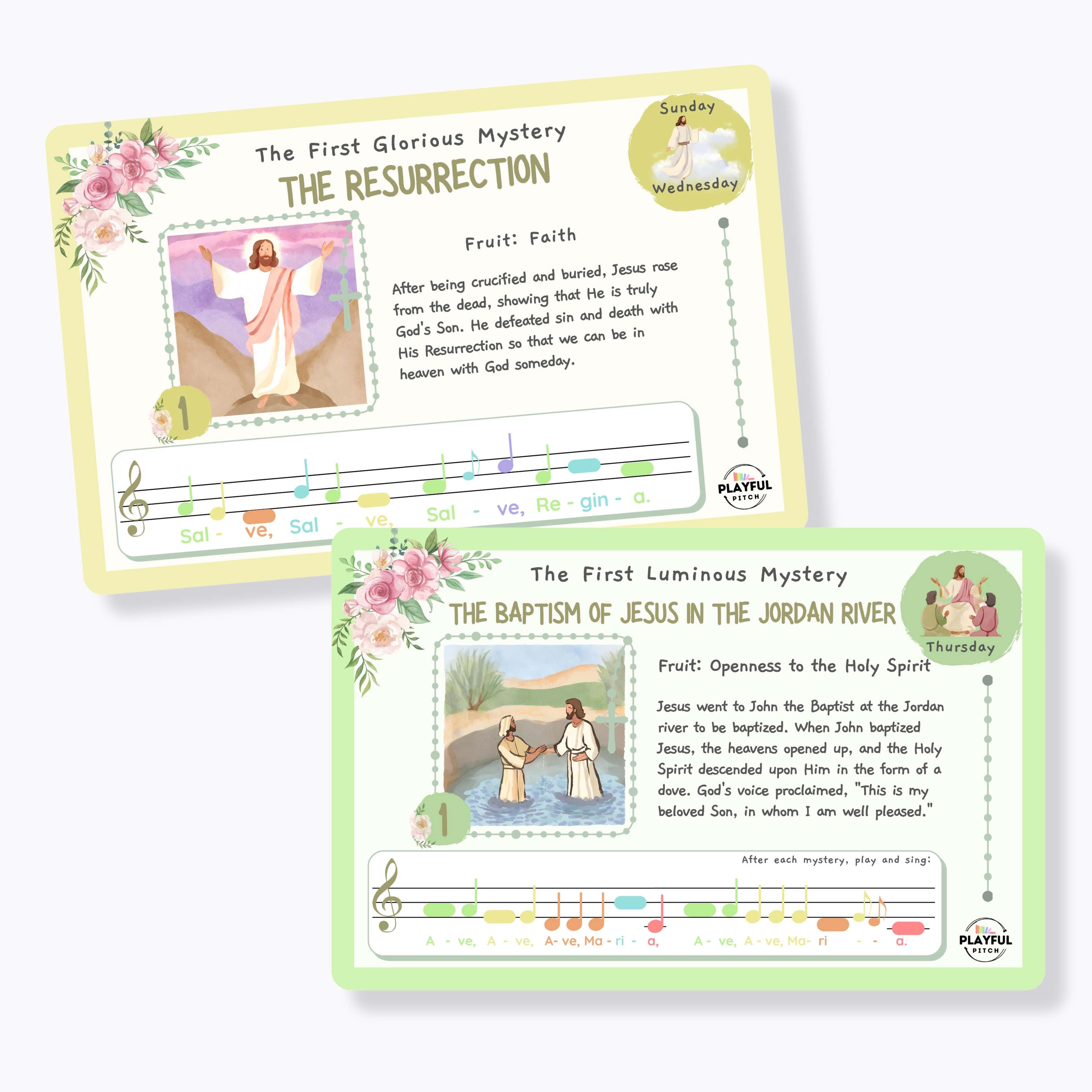 Musical Rosary Guide Cards (