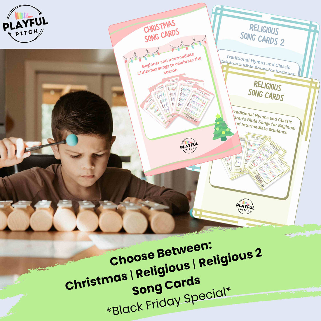 Pitch Bar Set (Your Choice of Song Cards + Free Rubber Mallets Upgrade)