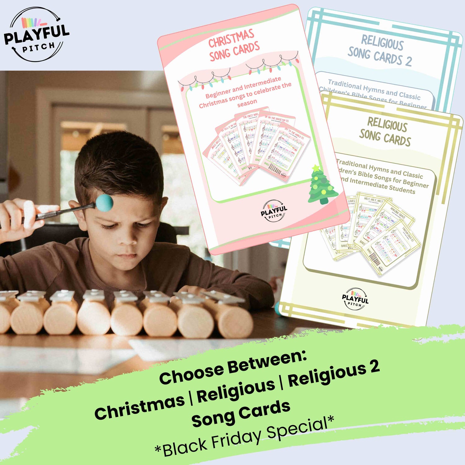 Pitch Bar Set (Your Choice of Song Cards + Free Rubber Mallets Upgrade)