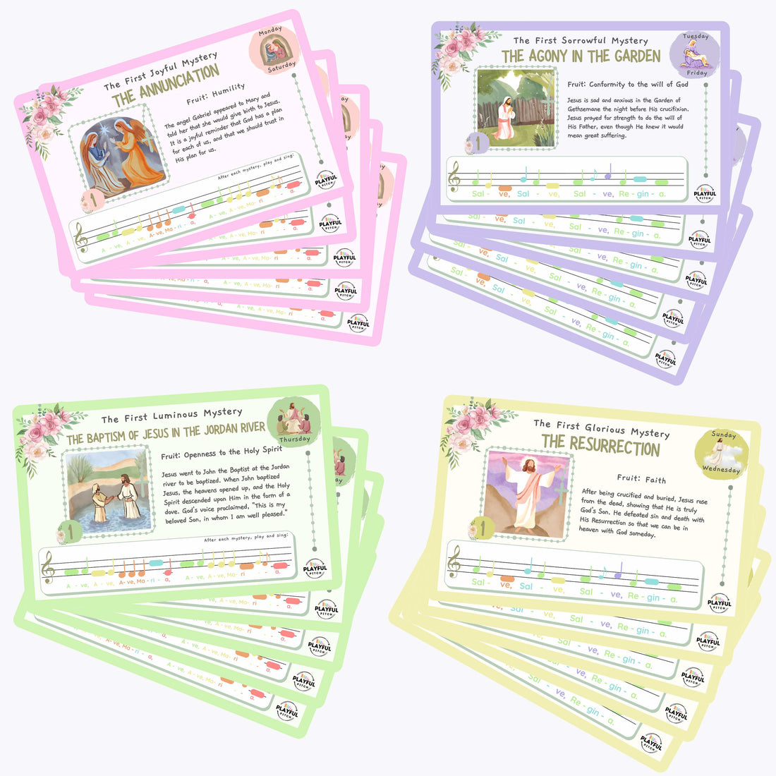 Musical Rosary Guide Cards | All 20 Mysteries