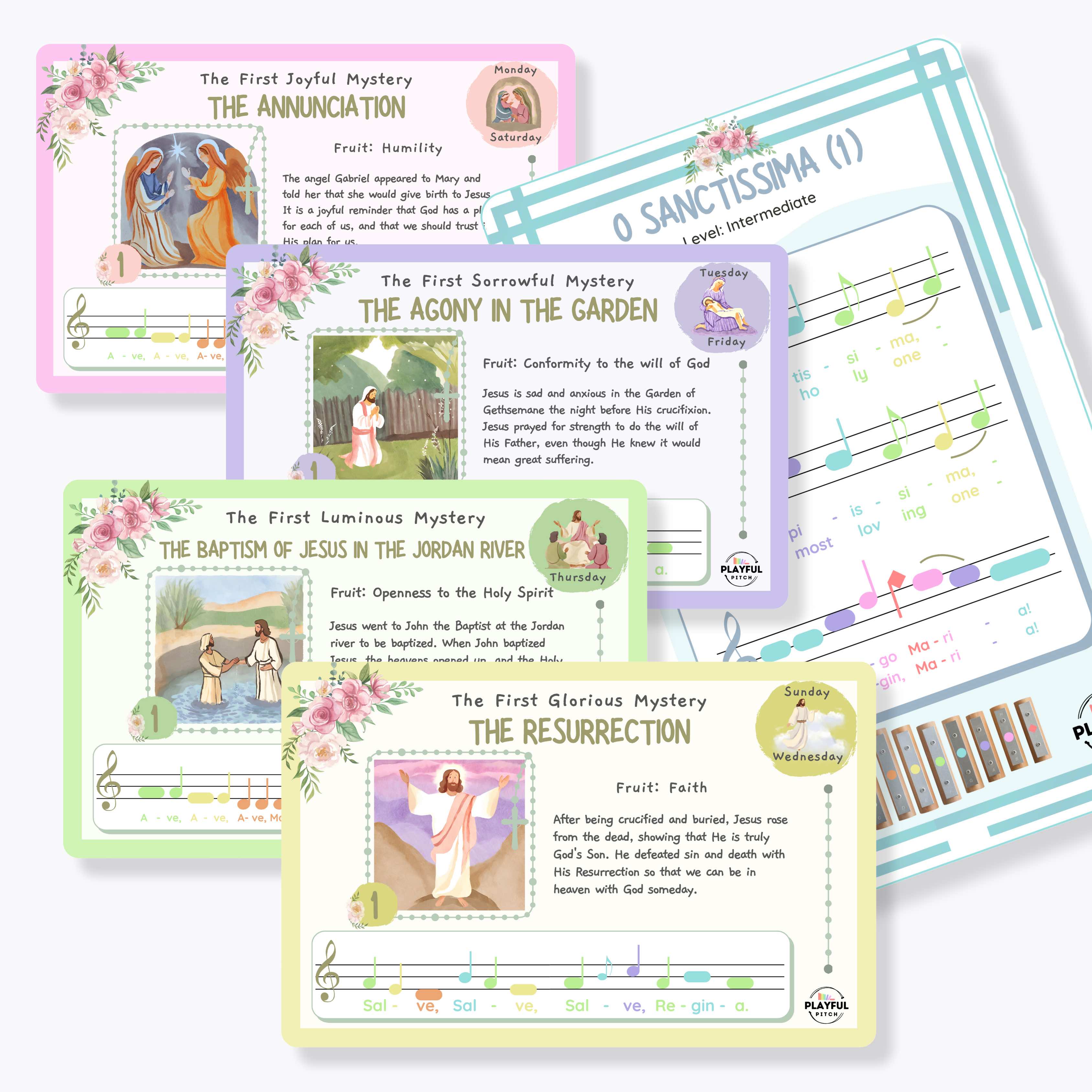 Musical Rosary Guide Cards | All 20 Mysteries