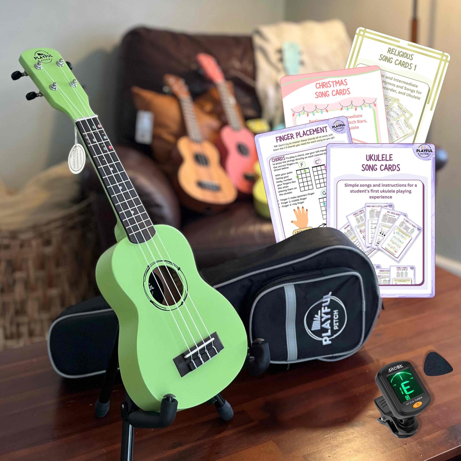 Green Soprano Ukulele Bundle