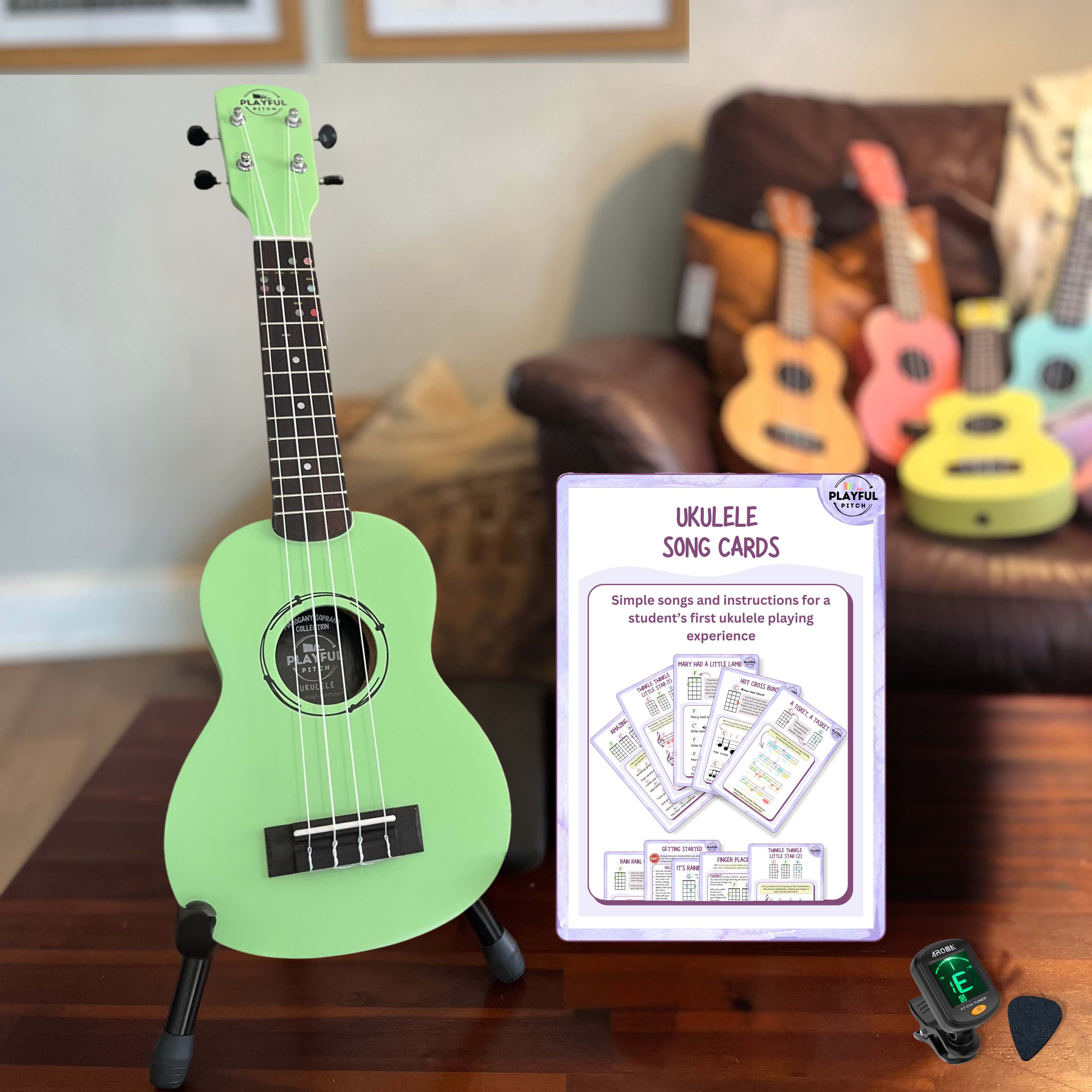 Green Soprano Ukulele Set