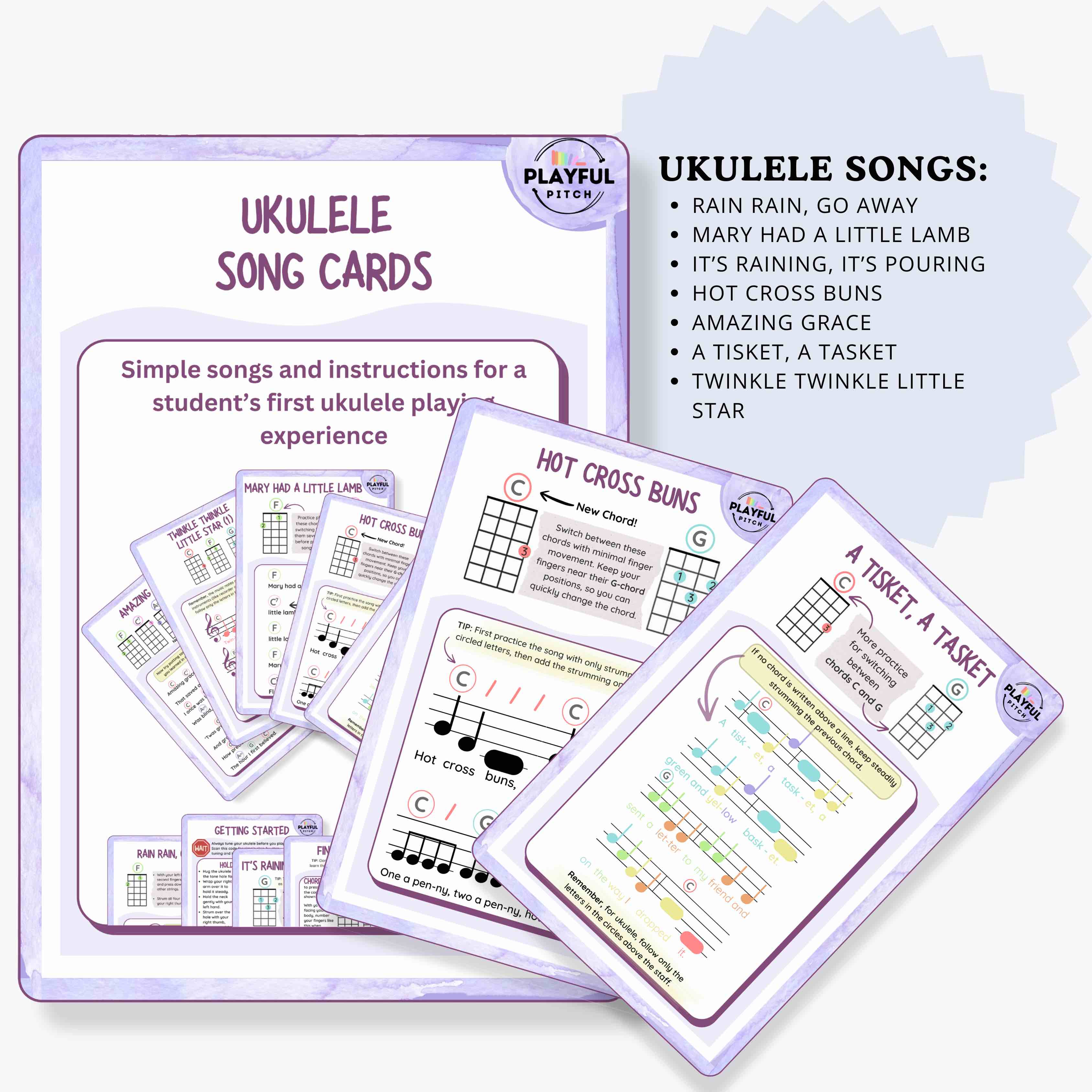 Ukulele Song Cards + Play-Along Videos