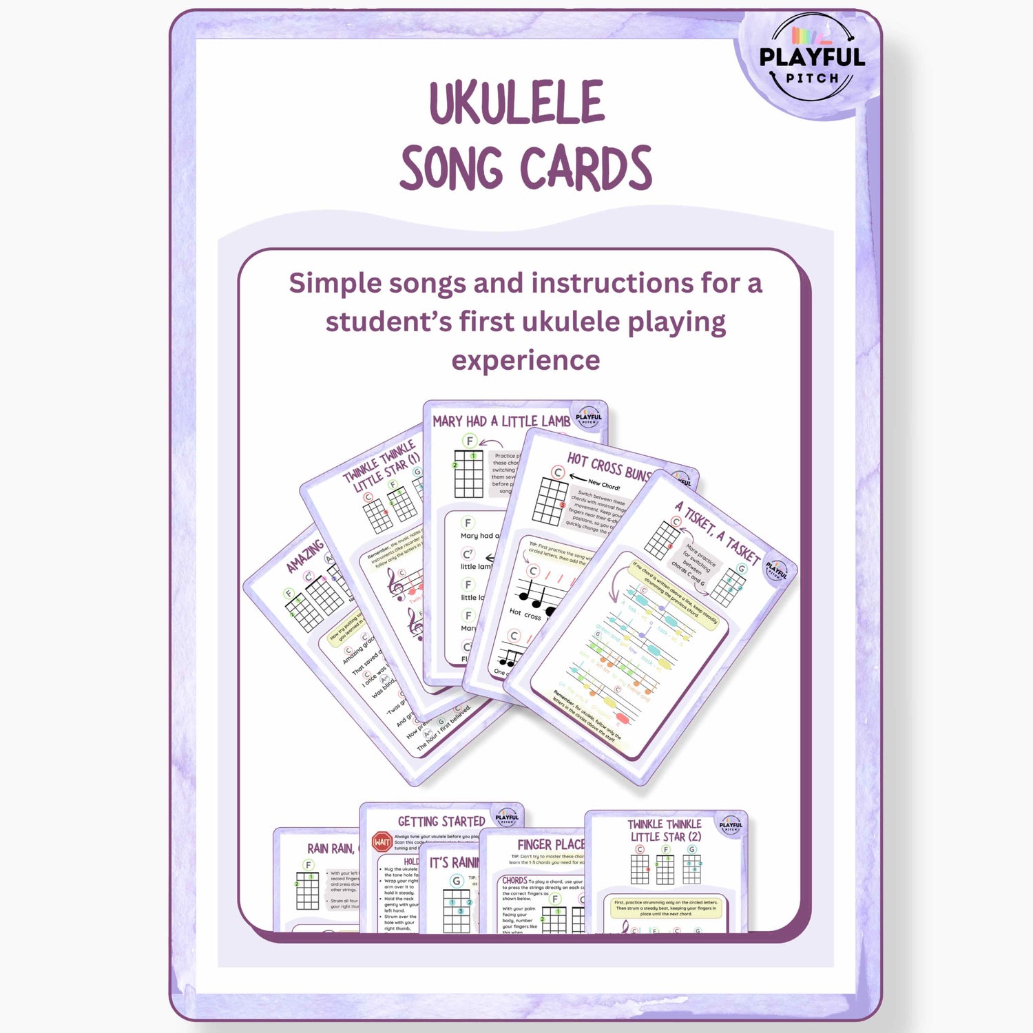Ukulele Song Cards + Play-Along Videos